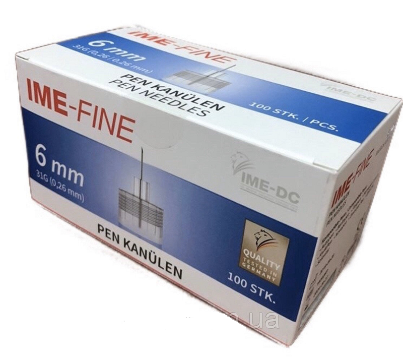 Голки IME-FINE універсальні для шприц-ручок, 6 мм, 100 шт